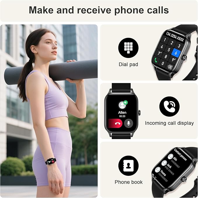 Smart Watches for Women,1.85" Fitness Tracker Watch Answer/Make Call,IP68 Waterproof Fitness Watch with Sleep/Step/Heart Rate/SpO2 Monitor, 120+ Sport Modes Smartwatch for Android iOS