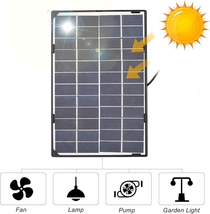 Andoer 6W 12V Solar Panel for Outdoor Security Camera Solar Cell with 10ft DC Output DIY Waterproof Solar Panel for Street Light Garden Lamp Home Fan Pump