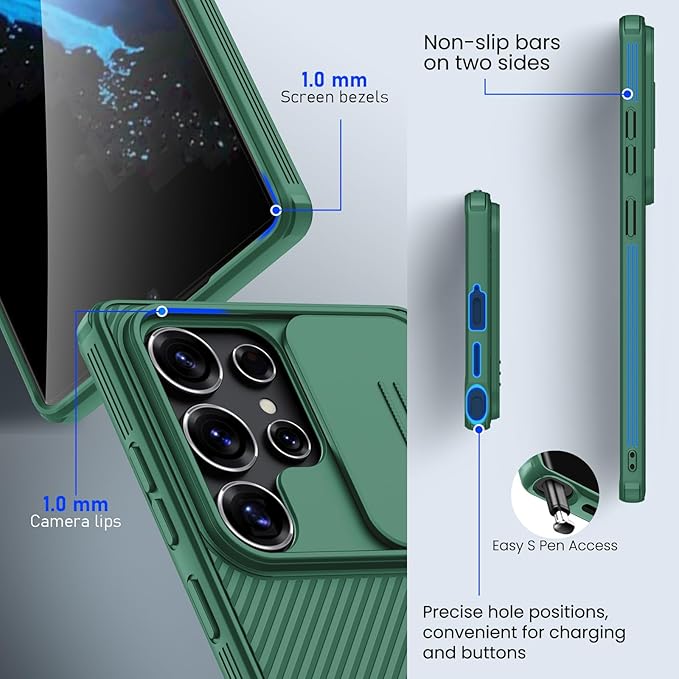Nillkin Galaxy S25 Ultra Case, CamShield Pro for Samsung Galaxy S25 Ultra Case with Slide Camera Cover Slim Phone Case 2025 6.9'' (Green)