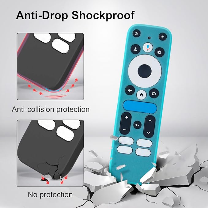 Glow Blue Remote Case for 2025 Onn Google TV Box 4K pro Remote, Silicone Sleeve Compatible with Onn Google TV Remote Washable an-ti Lost Anti-Slip Skin-Friendly