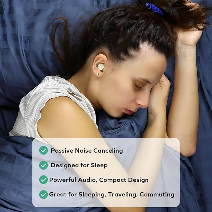 Coby Sleep Earbuds, Ear Plugs for Sleeping Noise Cancelling Ear Plugs | Wireless Earbuds for Sleep, Work, Music | Small Bluetooth Earbuds Designed for Comfort While Sleeping