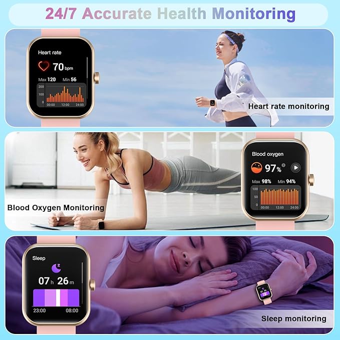 Smart Watch for Women(Answer/Make Call), 1.96" HD Smartwatch 2025 New Fitness Watch with 110+ Sport Modes/Heart Rate/Sleep Monitor/Pedometer, IP68 Waterproof Fitness Activity Tracker for Android iOS