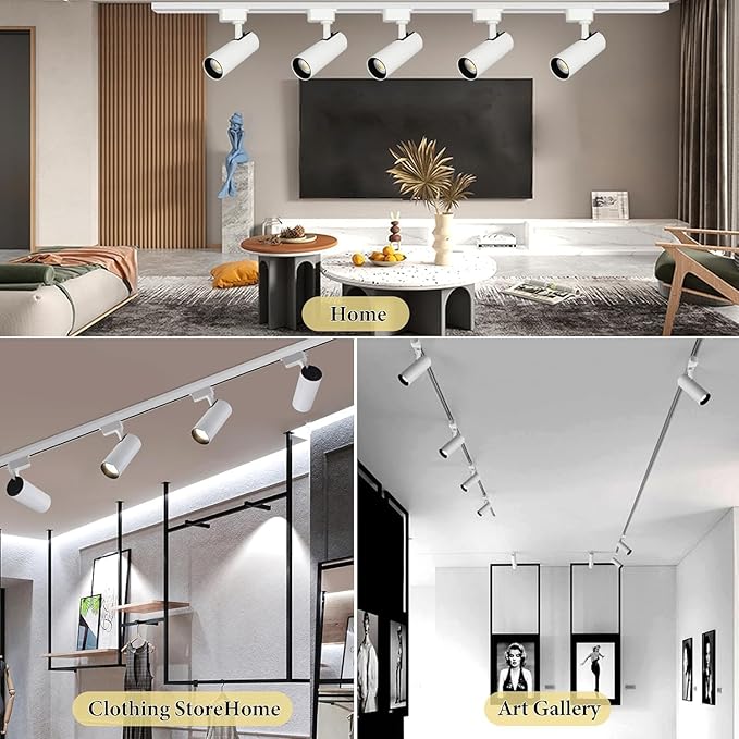 Ultra-Bright 25W 2000lm J&L Type LED Track Lighting System，6000K Cool Light Dimmable Brightness，with 6.5 FT Track Rails and Ceiling Spotlight Fixture Installation Package