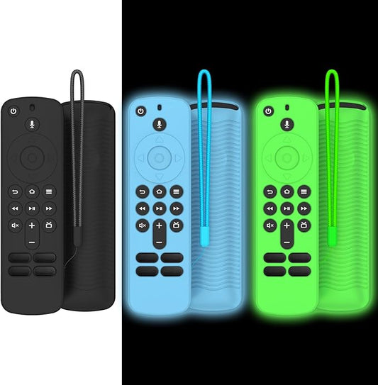 3 Pack Silicone Remote Cover for Alexa Voice Remote,Remote Case for Fire TV Remote with Lanyard,Anti Slip Scratch Shockproof Remote Protective Cover Compatible with Fire TV Stick HD 4K (new) (2nd Gen)