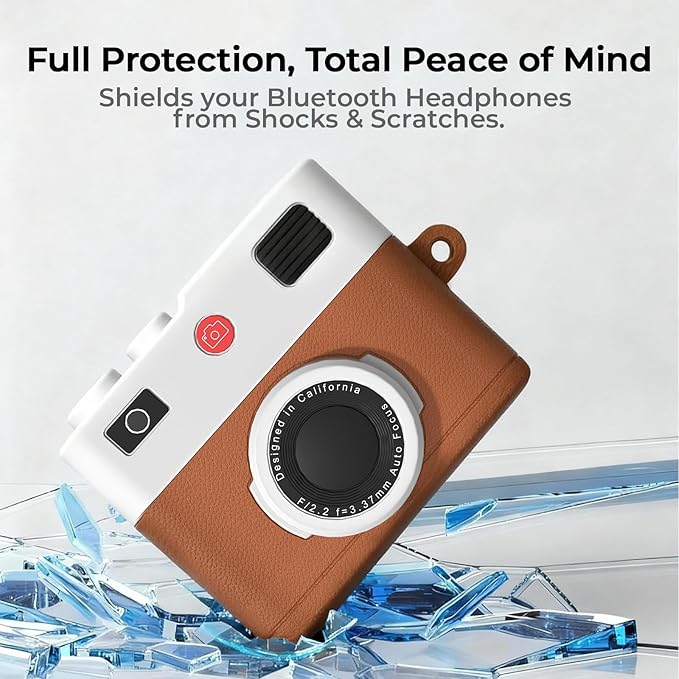 for Airpods Pro 3 Case Cute,Retro 3D Camera Design for Air pod Pro 3 Cover with Keychain Shockproof Protective Soft Silicone Case for Airpods Pro 3 Gen for Men Women,Brown
