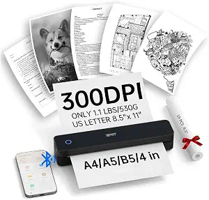 iDPRT Portable Thermal Printer, 300DPI Inkless-Bluetooth Mobile Printers