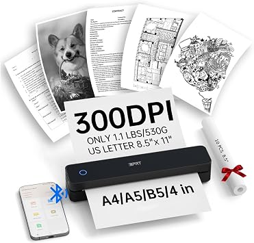 iDPRT Portable Thermal Printer, 300DPI Inkless-Bluetooth Mobile Printers