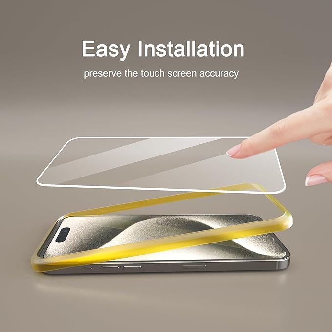 Ailun 3 Pack Screen Protector for iPhone 15 Pro [6.1 inch] + 3 Pack Camera Lens Protector with Installation Frame,Case Friendly Tempered Glass Film,[9H Hardness] - HD