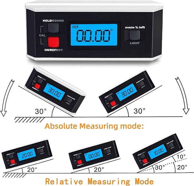 Black V-Groove Digital Angle Finder with Backlight Display - High-Precision IP65 Waterproof Magnetic Tool(ACE-QJQ)