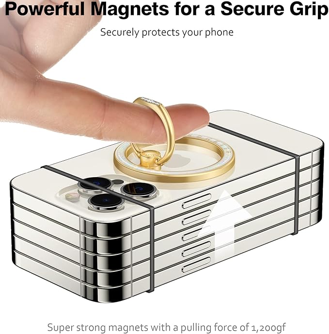 Allengel Magnetic Phone Grip for MagSafe, Magnetic Ring Holder Compatible with MagSafe Phone Ring, 360°Rotating Finger Kickstand for iPhone 16 Pro Max 15 14 13 12 Plus & Android Phone(Starry White)