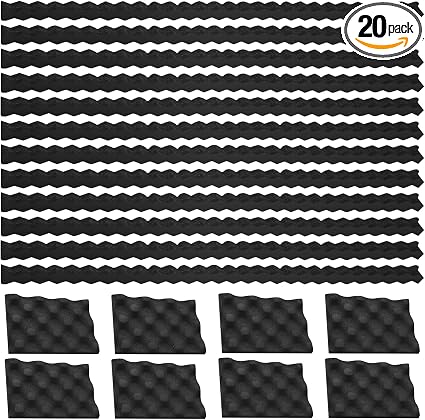 20 Pcs Foam Speaker Ring Kit 1” Thick Self Adhesive Speaker Ring Baffle Include 12 Acoustic Foam Strips 8 Wave Reflection Pads Fits 1" to 6" x 9", Waterproof Improves Sound Reduces Vibration