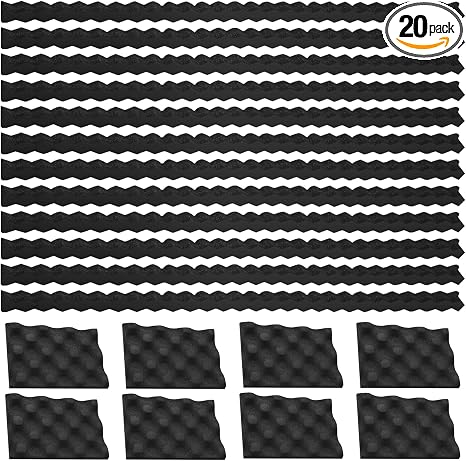 20 Pcs Foam Speaker Ring Kit 1” Thick Self Adhesive Speaker Ring Baffle Include 12 Acoustic Foam Strips 8 Wave Reflection Pads Fits 1" to 6" x 9", Waterproof Improves Sound Reduces Vibration