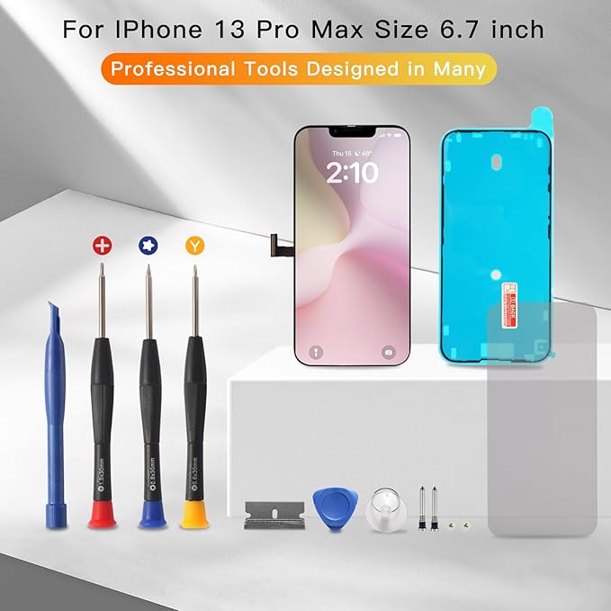 for iPhone 13 Pro Max Screen Replacement Kit Full Assembly 6.7 inch,3D Touch LCD Display for A2643、A2484、A2641、A2644、A2645 Digitizer Screen and Repair Tools Kit