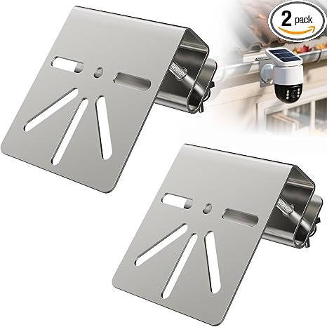 Camera Gutter Mount for Security Camera,Outdoor Stainless Steel Gutter Camera Mount with Rust-Proof Screws for Eufy Security SoloCam S340, PTZ DomeCameras,No Drill Portable Design, 2PCS