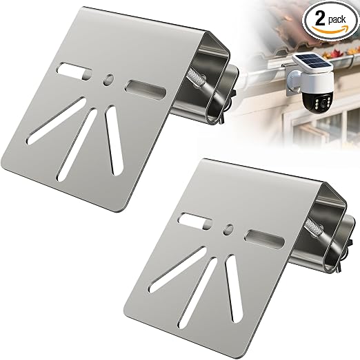 Camera Gutter Mount for Security Camera,Outdoor Stainless Steel Gutter Camera Mount with Rust-Proof Screws for Eufy Security SoloCam S340, PTZ DomeCameras,No Drill Portable Design, 2PCS