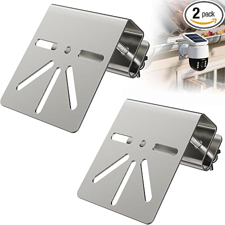 Camera Gutter Mount for Security Camera,Outdoor Stainless Steel Gutter Camera Mount with Rust-Proof Screws for Eufy Security SoloCam S340, PTZ DomeCameras,No Drill Portable Design, 2PCS