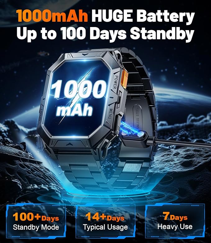 LIGE Smart Watches for Men with 100+Day Standbytime(1000mAh, Smart Watch with 2.13" AMOLED, Make/Answer Call, 110 Sports Modes, Military Waterproof, Sleep Monitor, iOS Android Fitness Tracker