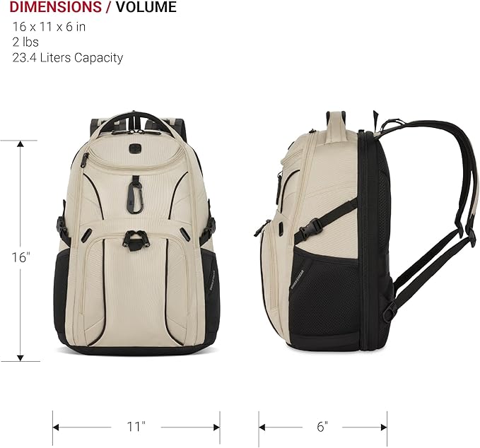 SwissGear 1900 Mini ScanSmart 16-Inch Backpack, Fits Up to 13-Inch Laptop, RFID Protection & ScanSmart TSA-Friendly Compartment, Oatmeal