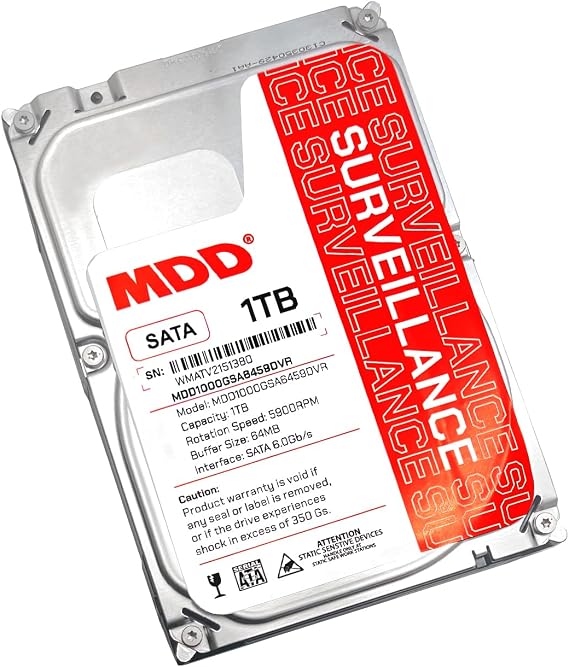 MDD 1TB 64MB Cache 5900PM SATA 6.0Gb/s 3.5-inch Internal Surveillance Hard Drive (MDD1000GSA6459DVR) - 3 Year Warranty (Renewed)