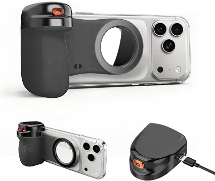 Magnetic Phone Camera Grip, Wireless Shutter Remote for Phone Keychain Hook