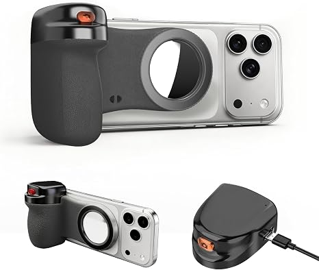 Magnetic Phone Camera Grip, Wireless Shutter Remote for Phone Keychain Hook