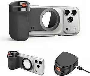 Magnetic Phone Camera Grip, Wireless Shutter Remote for Phone Keychain Hook