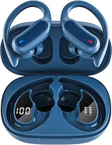 TRAUSI Wireless Earbuds Bluetooth Headphones, 54H Playtime Stereo Over Ear Buds with ENC Noise Cancelling, LED Power Display, IPX7 Waterproof Sport Earphones wih Earhooks for Running/Workouts (Blue) - Image 1