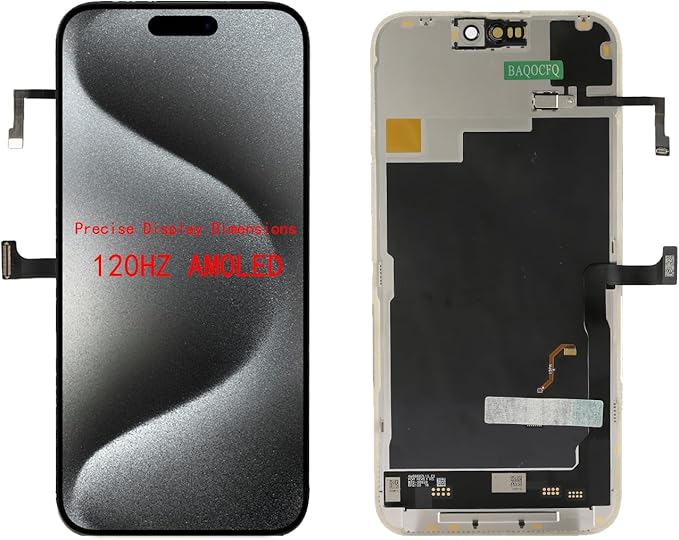 OEM-Grade Quality for iPhone 15 pro Screen Replacement, Promotion 120Hz AMOLED Display,6.1 inch Featuring 3D Touch LCD Display – Complete Repair Kit with Tools, with Light Sensor Flex