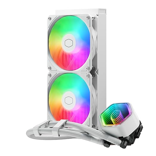 Cooler Master 240 Core II Liquid CPU AIO Cooler ??240mm Radiator, Dual ARGB PWM Fans, Infinity Mirror Dual-Chamber Pump, Quiet Cooling & Easy Installation, AMD AM5/AM4 & Intel LGA 1851/1700, White