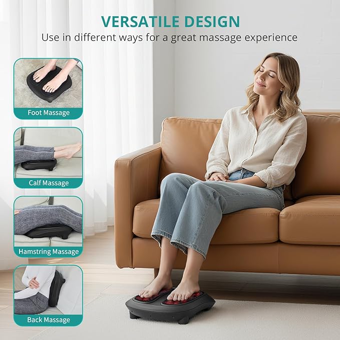 Nekteck Foot Massager with Heat, Shiatsu Heated Electric Kneading Foot Massager Machine for Neuropathy, Plantar Fasciitis, Feet Massage for Pain Relief, Circulation, Christmas Gifts for Man Woman Her