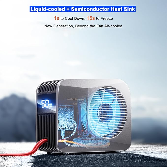 Phone Cooler for Gaming, Live Streaming, 50W Magnetic Cell Phone Cooler with Low Noise Liquid Cooling Radiator for iPhone MagSafe Series/Android/iPad/Tablet, with RGB Cooling Fan (Gray)