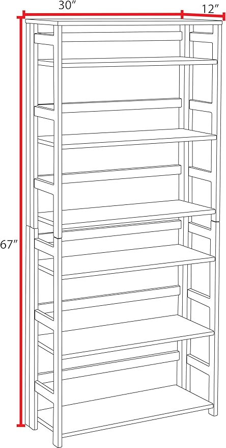 Niche Flip Flop 67 Inch Folding 6-Shelf Bookcase, No Tools Assembly, Sturdy Solid Wood, Easy Setup, Space-Saving Bookshelf for Home, Office, Dorm, Living Room, Bedroom, Mocha Walnut Finish