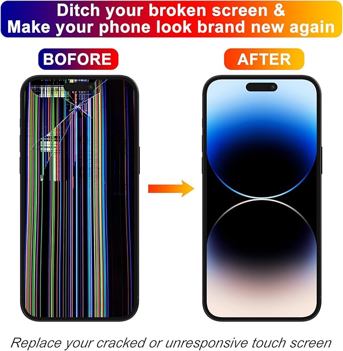 for iPhone 14 Pro Max Screen Replacement 6.7', 3D Touch Display Full Repair kit, Digitizer Glass Assembly with Tools Set, Tempered Glass, Instruction