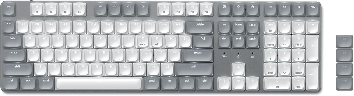 Satechi SM3 Mechanical Keyboard, White LED Backlit, Light Gray/White