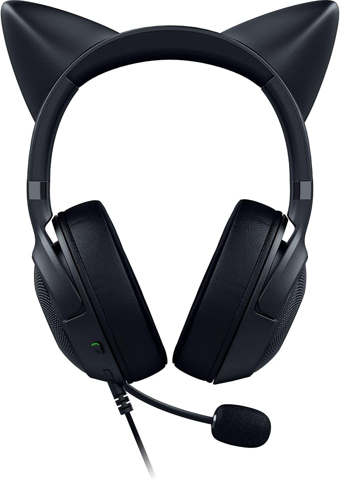 Razer Kraken Kitty V2 USB Wired Headset: Chroma RGB Kitty Ears - Stream Reactive Lighting - HyperClear Cardioid Mic - 40 mm Drivers - 7.1 Surround Sound - Comfortable Ear Cushions - Black
