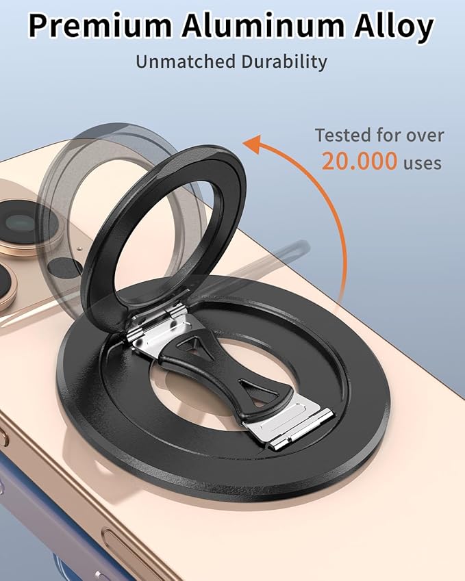 X-Grip for MagSafe Ring Holder, 360° Magnetic Ring Holder Cell Phone Grip Stand Finger Kickstand Two-Sided Magnet Compatible with iPhone 17/16/15/14/13/12/ Series for MagSafe Case Accessories