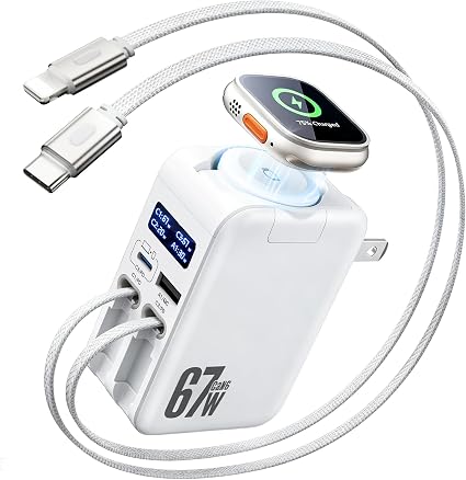 5-in-1 67W Retractable USB-C Wall Charger, for Apple Watch & iPhone & iPad
