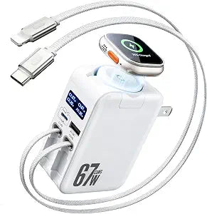 5-in-1 67W Retractable USB-C Wall Charger, for Apple Watch & iPhone & iPad