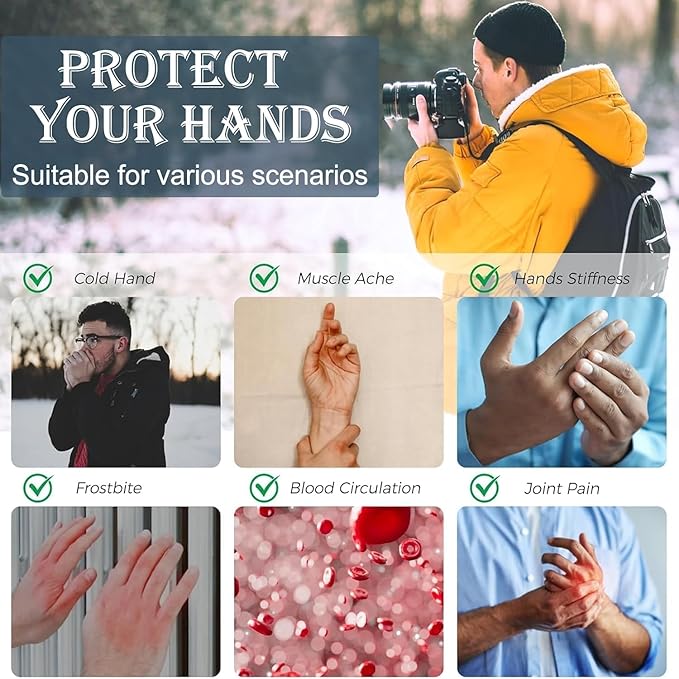 Portable Heating Gloves with Digital Display,Smart Thermostatic Heated Fingerless Gloves, 2026 New Rechargeable Fingerless Heated Gloves for Women Men