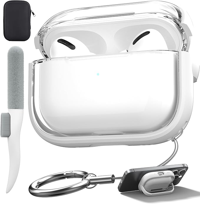 Valkit Compatible AirPods Pro Case, Clear with Lock & Cleaner Kit, Soft Shockproof Protective Case for AirPods Pro Gen 2/1