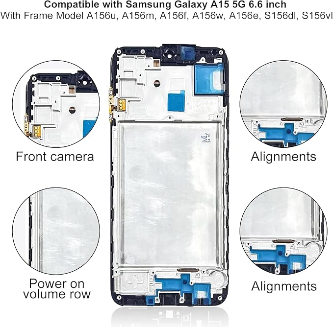 EFAITHFIX for Samsung Galaxy A15 5G Screen Replacement with Frame 6.6 Inch LCD Display Digitizer for Samsung A15 A156U A156M S156VL A156W Screen Replacement Kit Touch Screen Assembly with Repair Tools