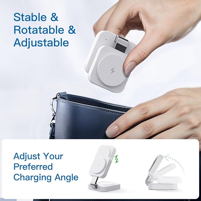 2026 Traveling Wireless Mag-Safe Fast Charging Station,Magnetic 3 in 1 Charger with iPhone 17 16 15 14 13 12 Pro Max Plus,Apple Watch Series & Air pods 4 3 2 Pro-Gifts for Wife & Husband(White)