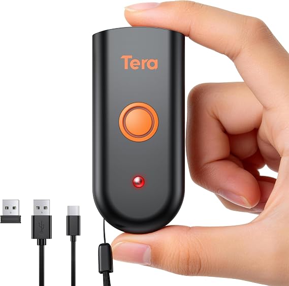 Tera Barcode Scanner 2D Portable Wireless: BT 2.4G USB Pocket Reader, 1200
