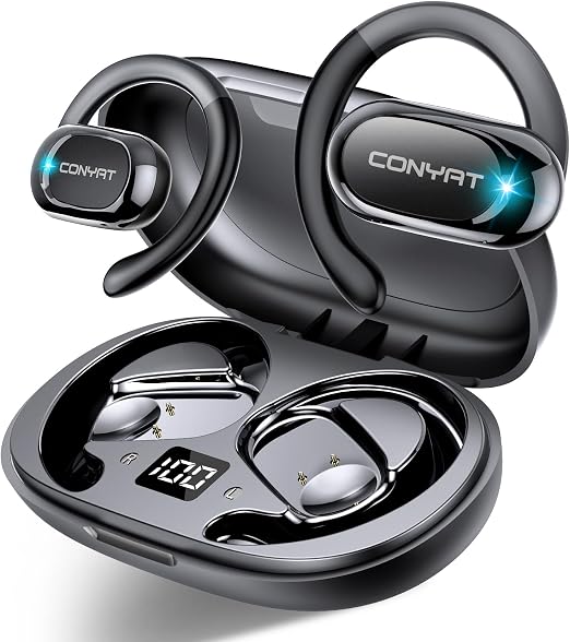 AI Real Time Translator Earbuds, Bluetooth 5.4 Open Ear Headphones, Black