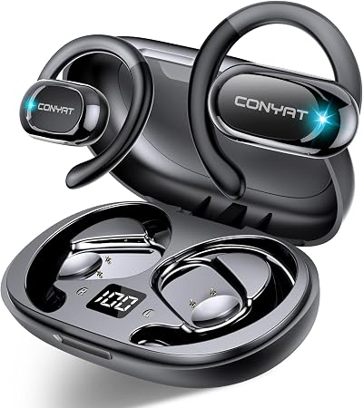 AI Real Time Translator Earbuds, Bluetooth 5.4 Open Ear Headphones, Black