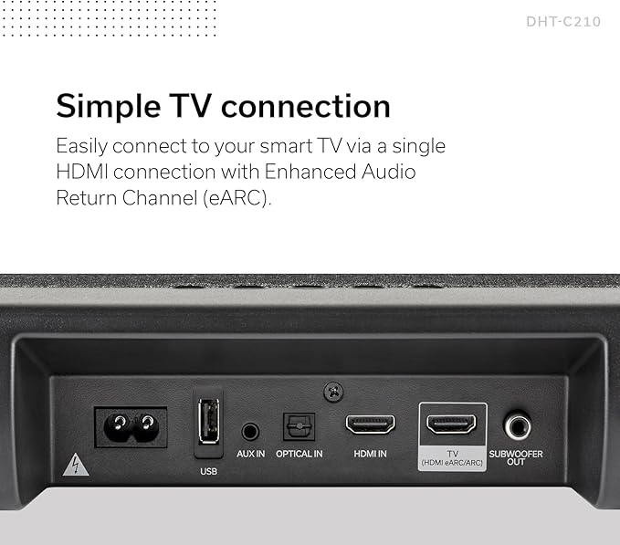 Denon DHT-C210 Full-Range Dolby Atmos Sound bar with Built-in subwoofers and Bluetooth Streaming., Black