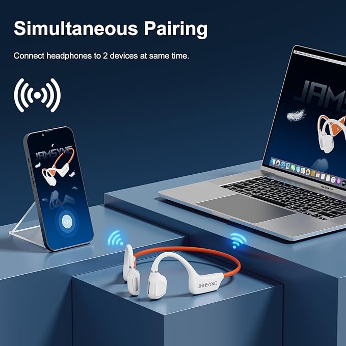 Open Ear Headphones, Running Headphones Bluetooth 5.4 with Built-in Mic, Bluetooth Headphone 14H Battery & IPX5 Waterproof, Sports Headphones for Running, Cycling, Walking-White