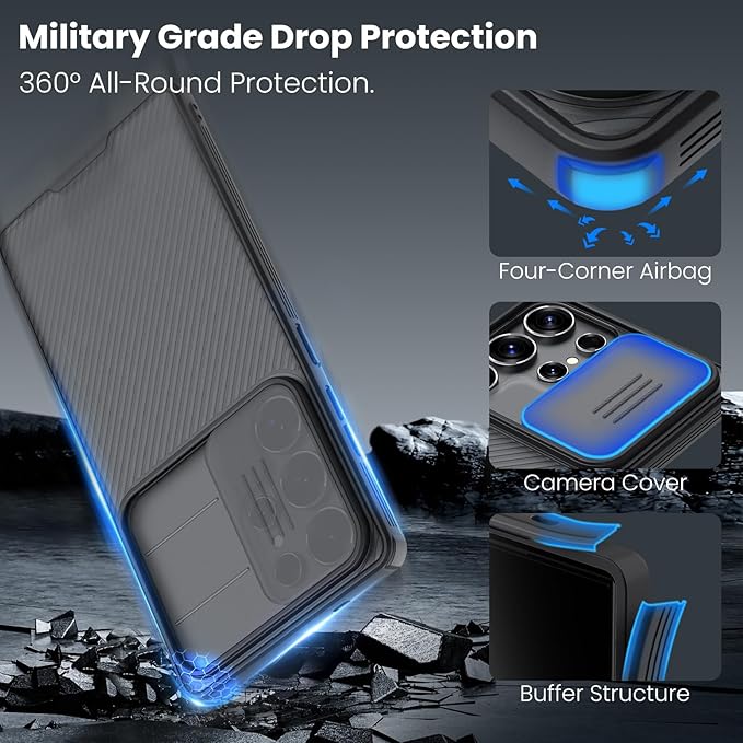 Nillkin Galaxy S25 Ultra Case, CamShield Pro for Samsung Galaxy S25 Ultra Case with Slide Camera Cover, S25 Ultra 5G Slim Phone Case 2025 6.86'' (Deep Gray)