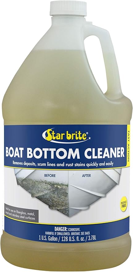 STAR BRITE Heavy Duty Boat Bottom Cleaner - Remove Tough Deposits, Scum Lines & Rust Stains Quickly & Easily from Boat Hull - Safe for Fiberglass, Wood, Iron & Painted Surface