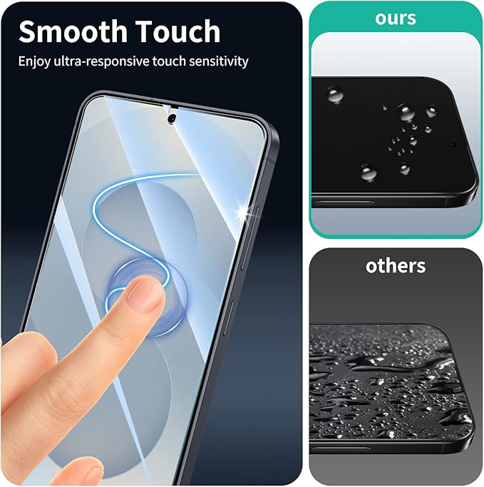 3*Screen Protector for Samsung Galaxy S24/S25 with a Installation Alignment Aid, Double Shatterproof HD Tempered Glass Film, Impact-Protection [9H Hardness][Anti-Shatter][Anti-Scratch]